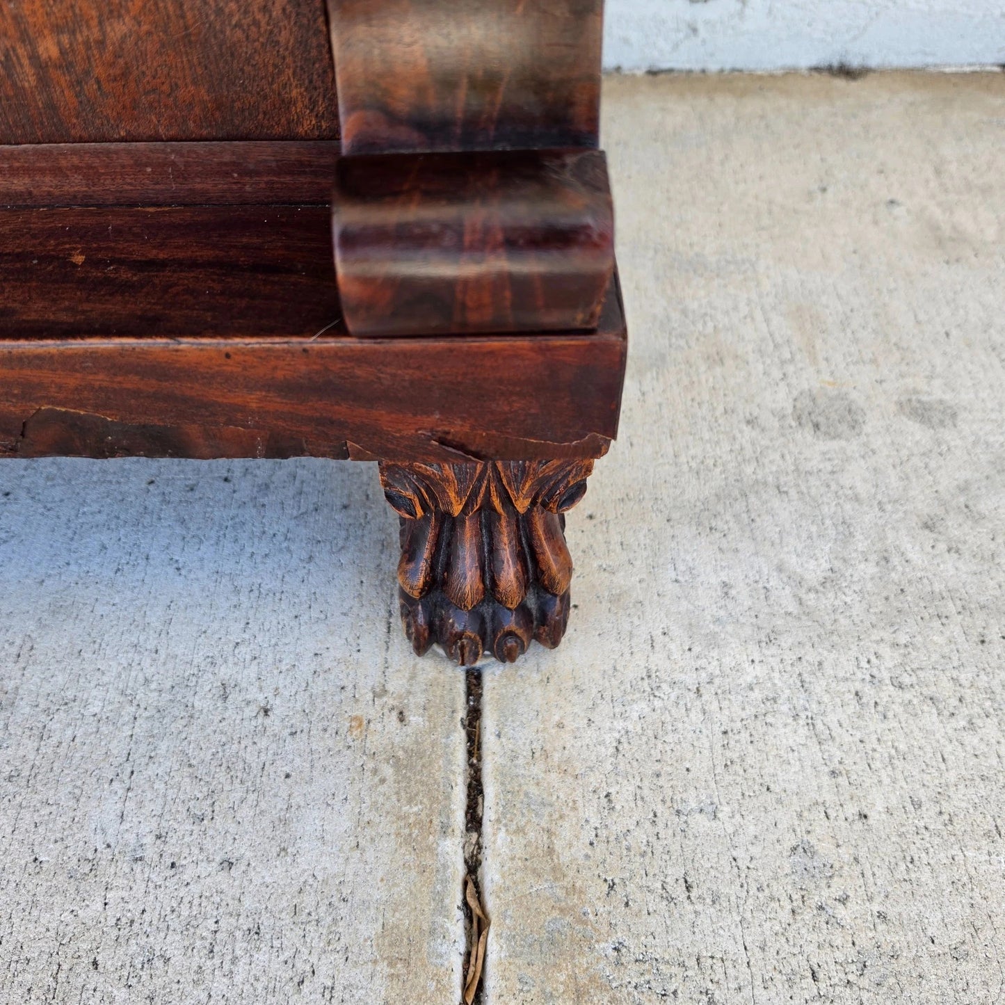19th Century American Empire Flame Mahogany & Marble Cabinet Side Table