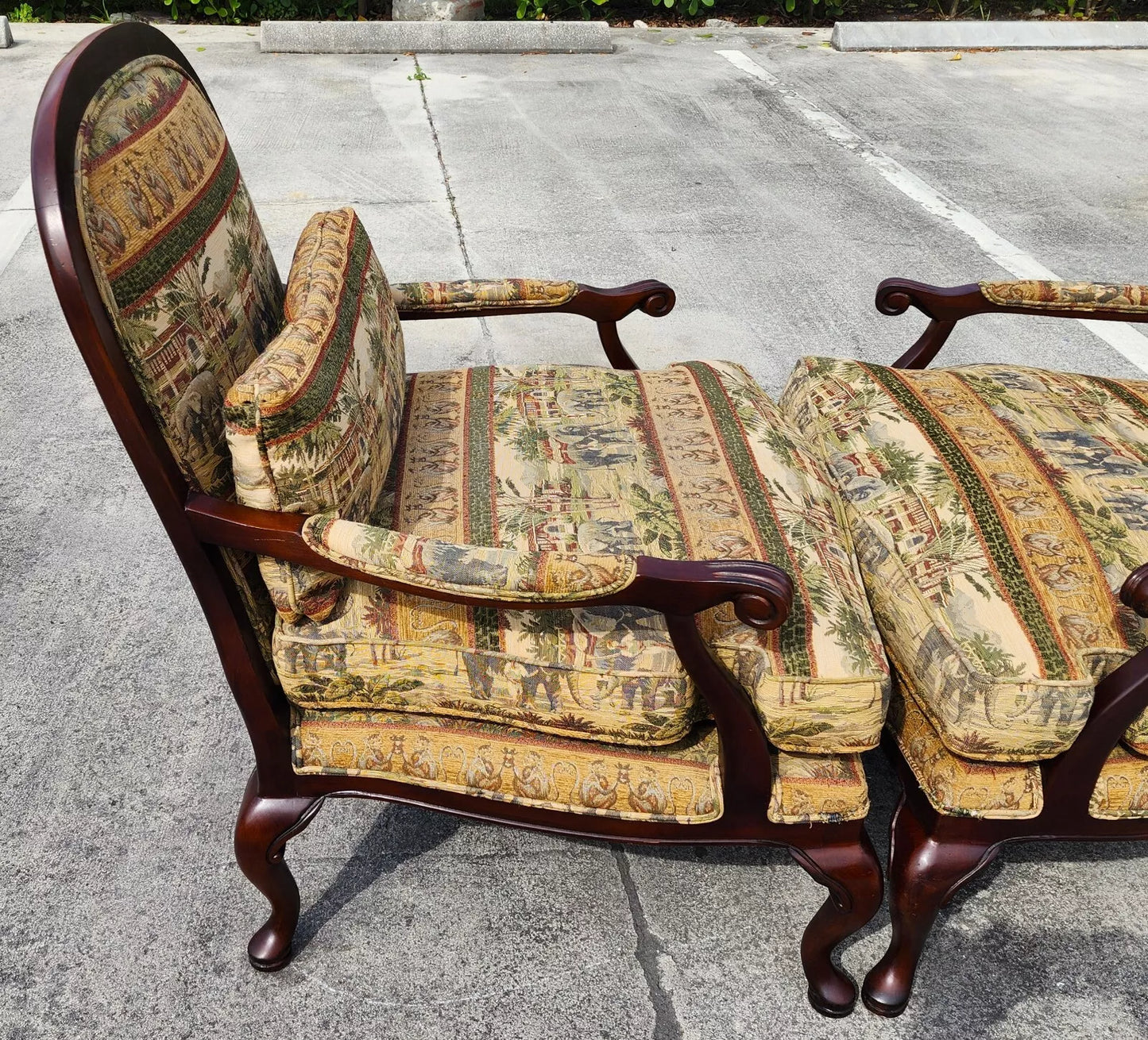 Lexington Armchairs Asian African Style Elephants Monkeys