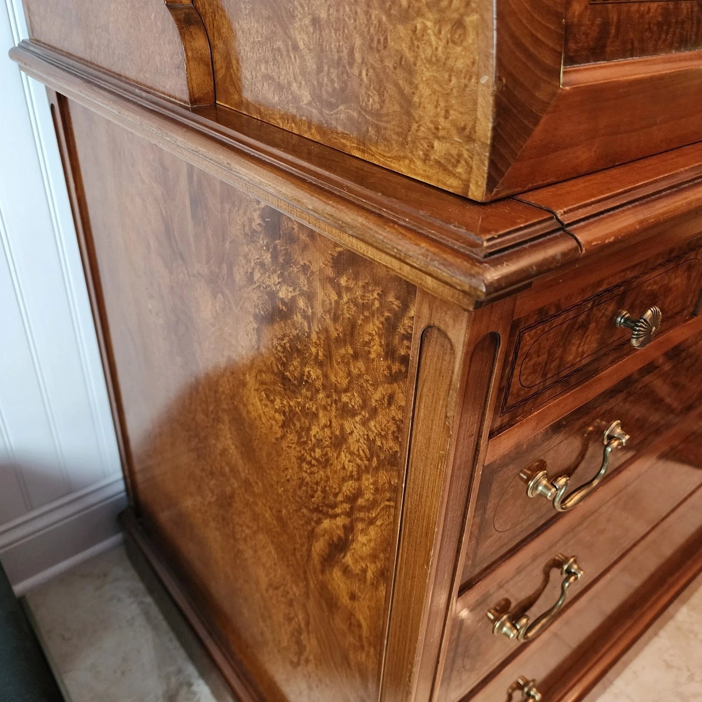 Antique Georgian Burlwood Roll Top Desk
