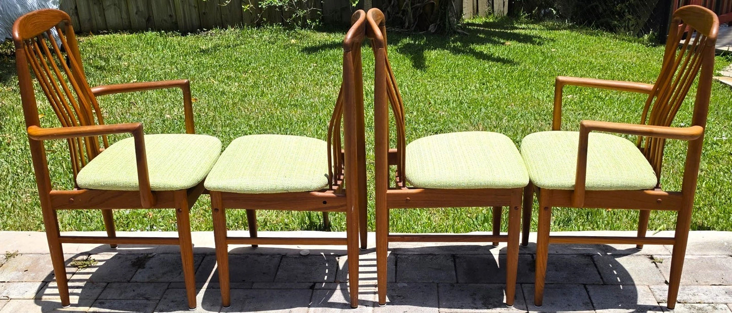 Vintage 1970s Benny Linden Solid Teak Sculptural Dining Chairs Set of 4