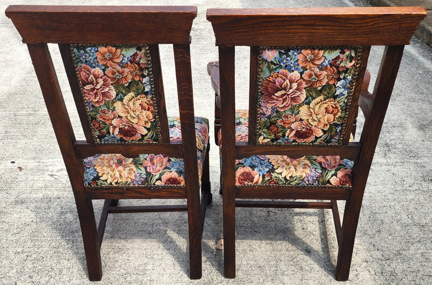 Antique English Oak Dining Chairs 1800s Set of 6