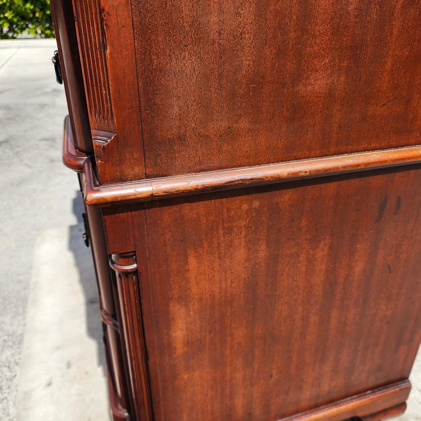Antique Georgian Flame Mahogany Block Front Highboy Dresser