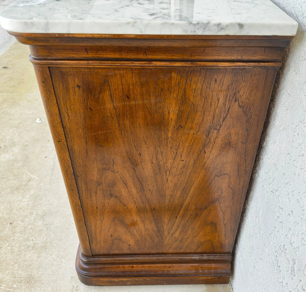 Drexel Et Cetera Art Nouveau Leaded Glass Marble Top Buffet Sideboard Dry Bar