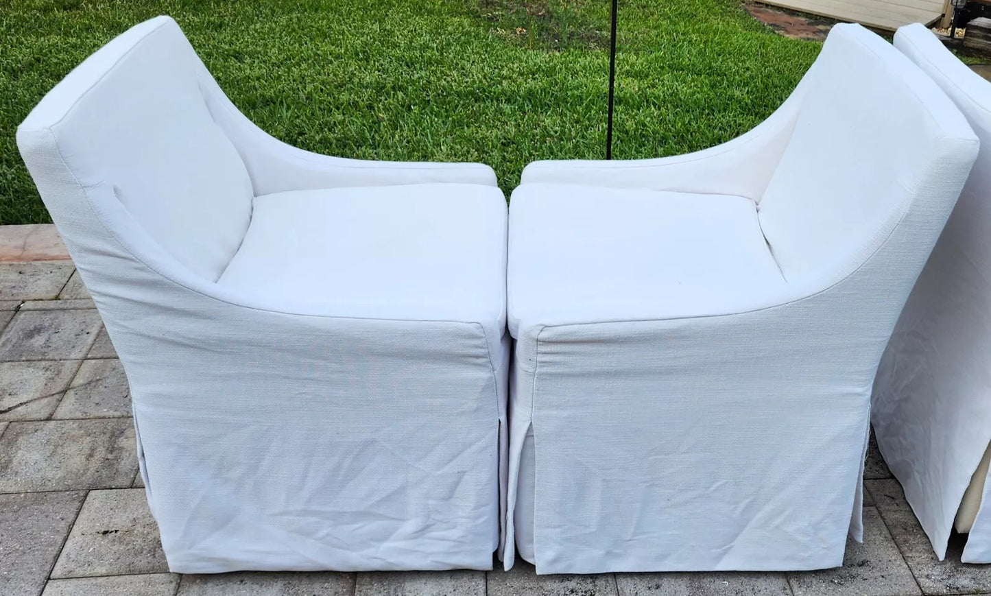 Restoration Hardware Low Belgian Slope Arm Slipcovered Dining Side Chairs RH