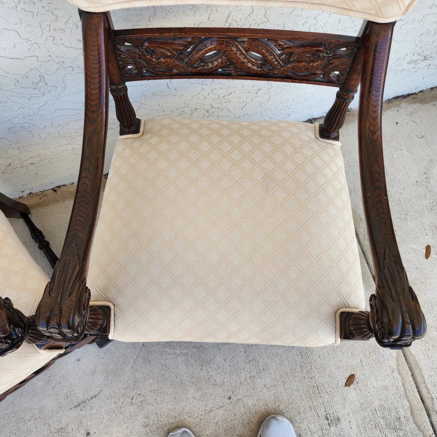 Chinoiserie Foo Dog Armchairs Pair Mid Century