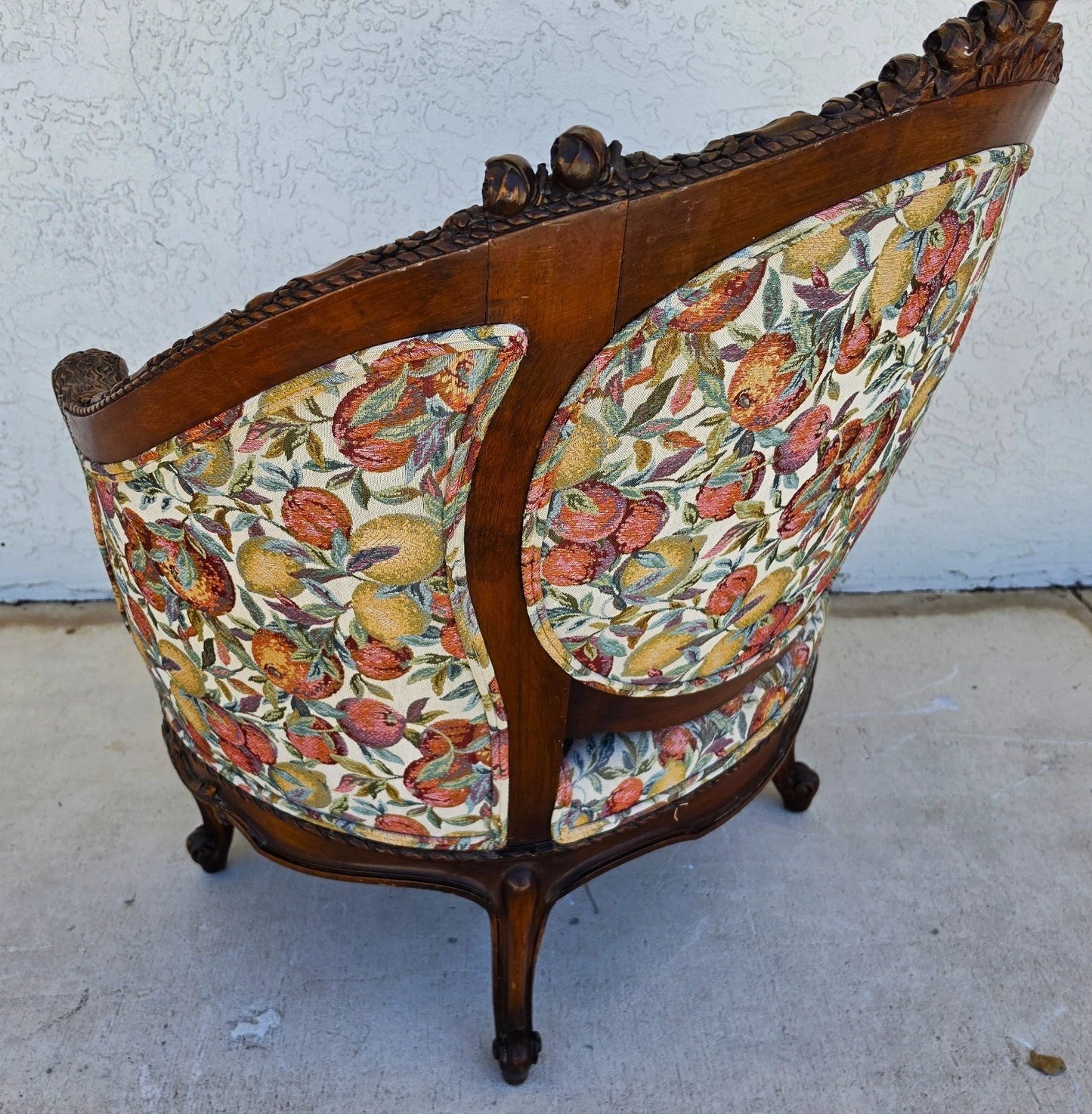 Antique French Regency Rams Heads Walnut Club Lounge Chair