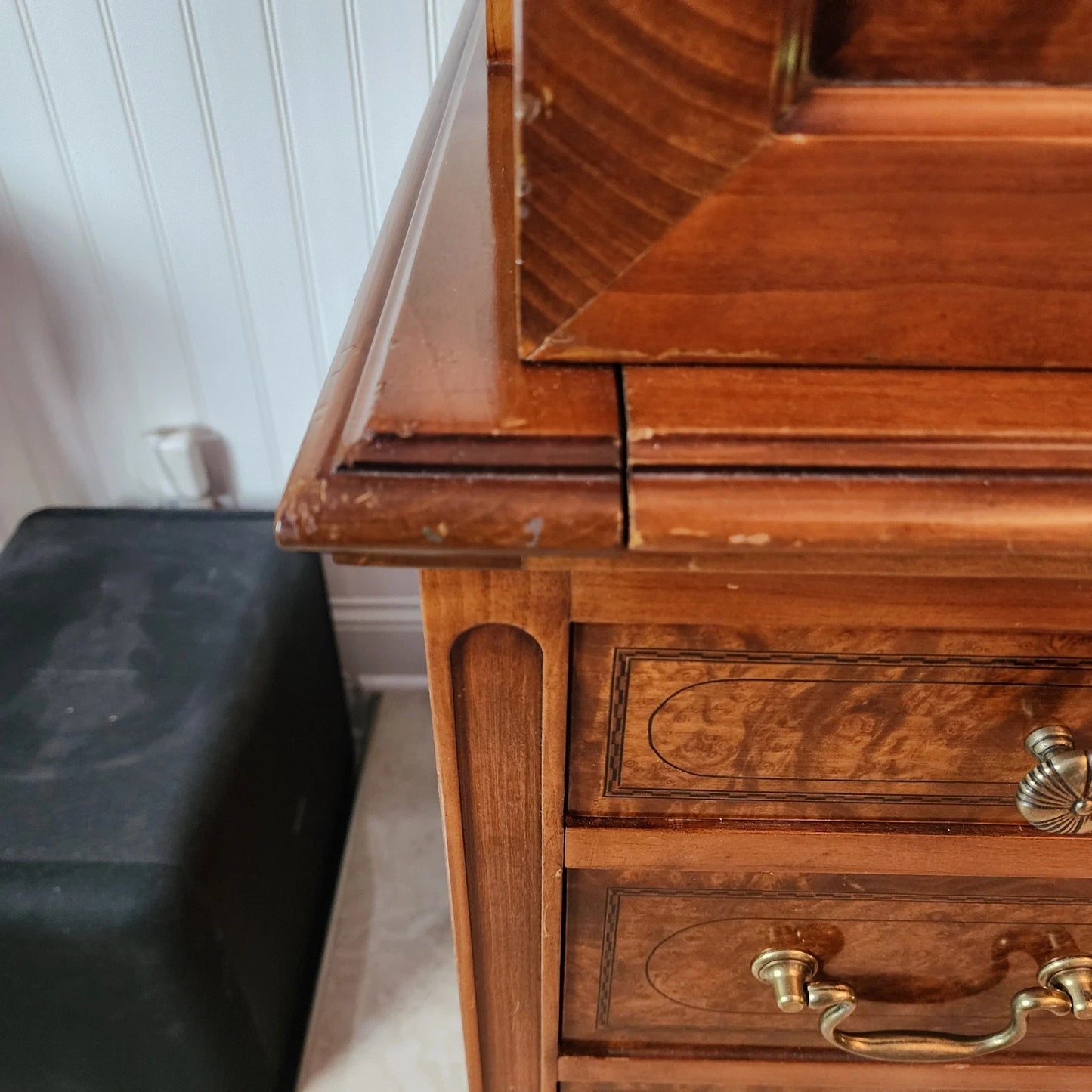 Antique Georgian Burlwood Roll Top Desk