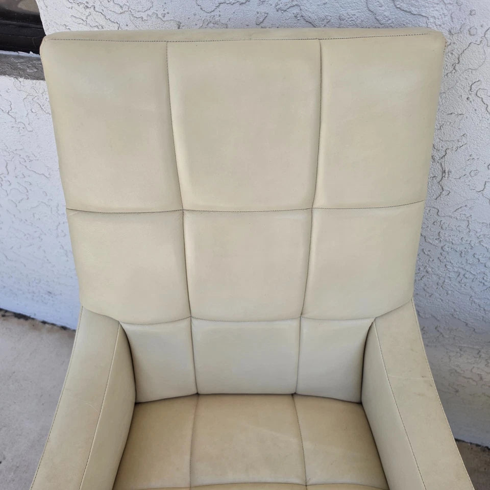 Barbara Barry for Henredon Leather Dining Accent Armchairs Set of 2