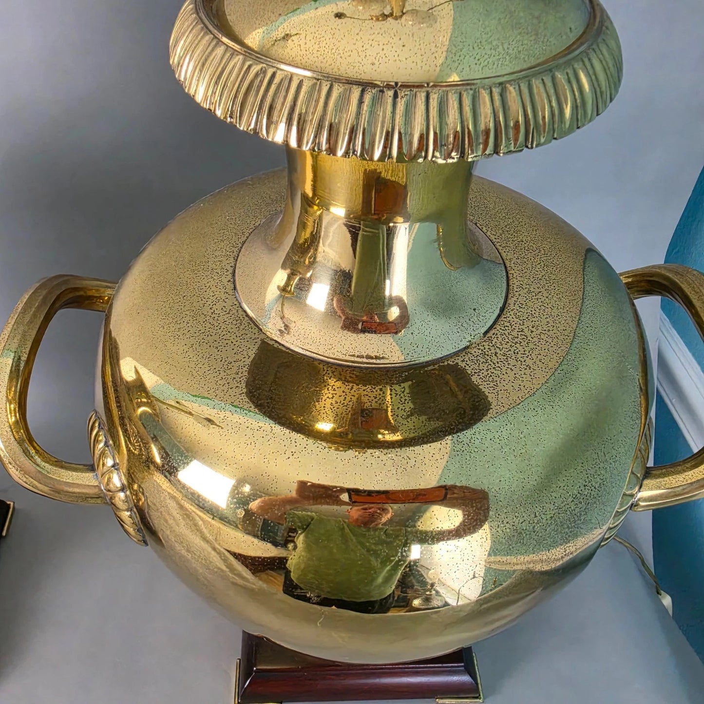 Vintage Marbro Polished Brass "Hydria" Table Lamps Dual Light A Pair