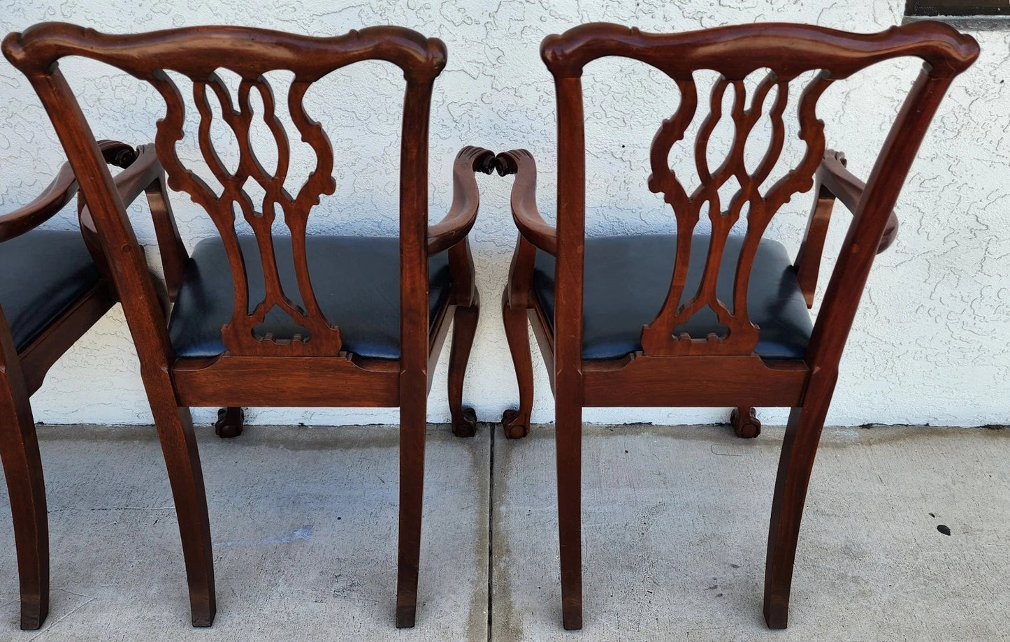 Councill Chippendale Mahogany & Leather Dining Chairs Set of 4