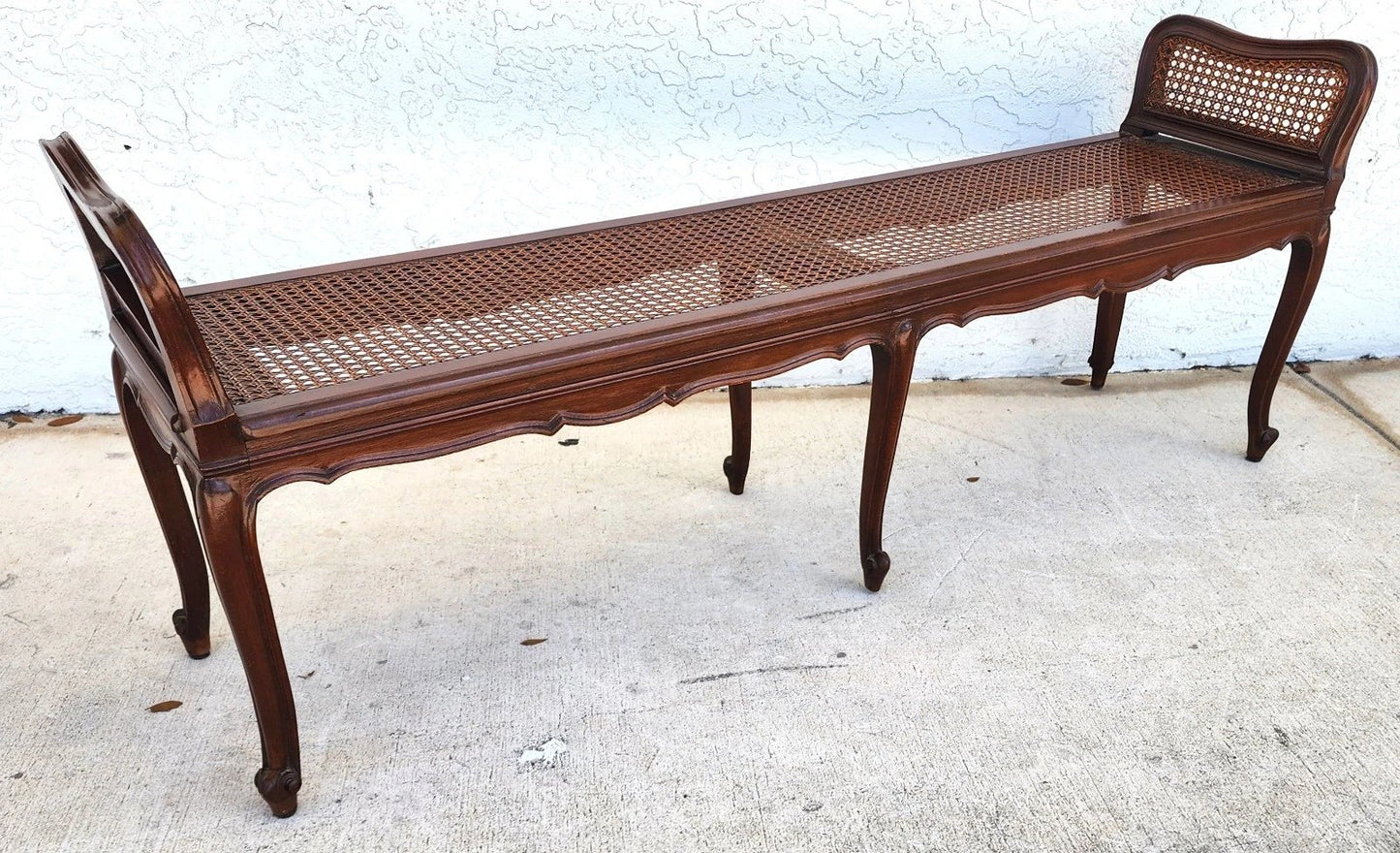 Vintage French Country Cane Bench