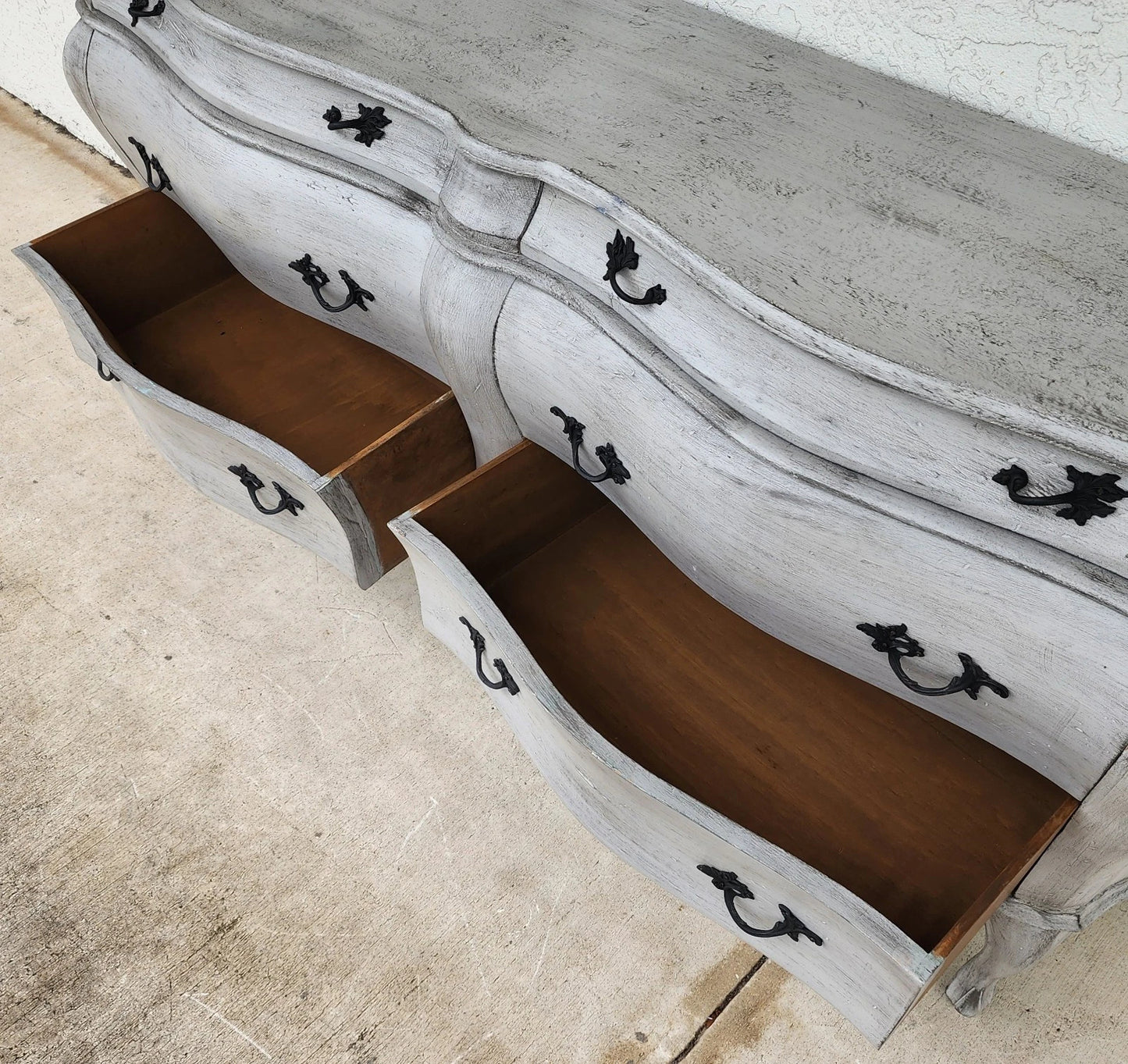 Antique French Serpentine Dresser Distressed