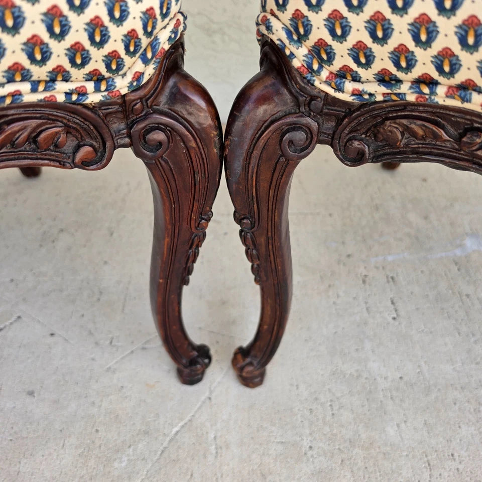 Pair of Antique French Provincial Louis XV Walnut Bergere Armchairs
