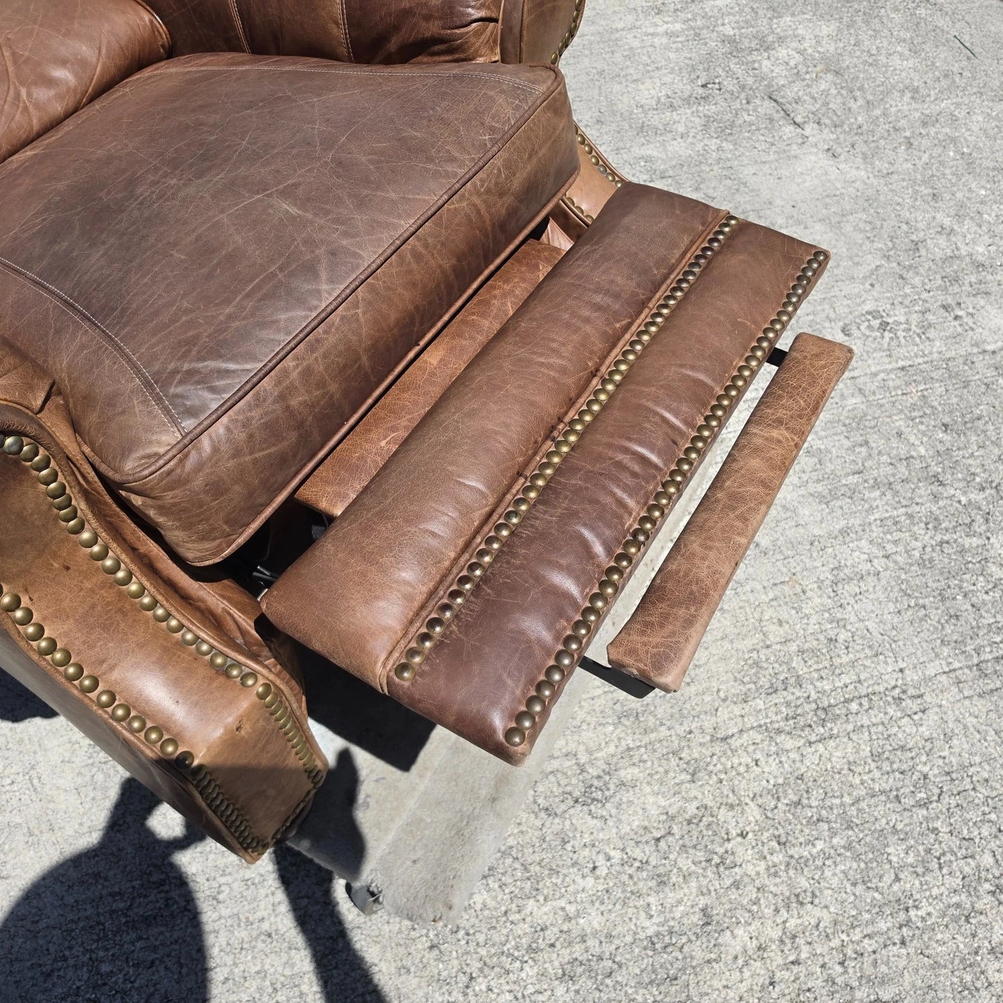 Vintage Barcalounger Saddle Leather Recliner with Continuous Lumbar Support