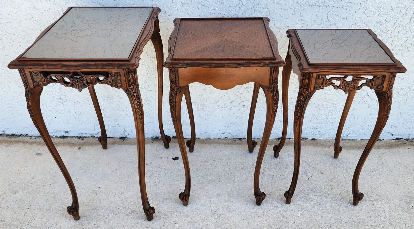 French Nesting Tables Walnut Vintage