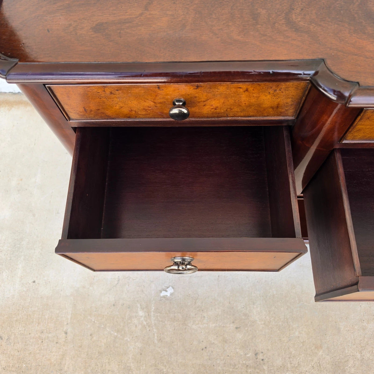 Baker Furniture Italian Provincial Mahogany Burl Wood Sideboard Buffet