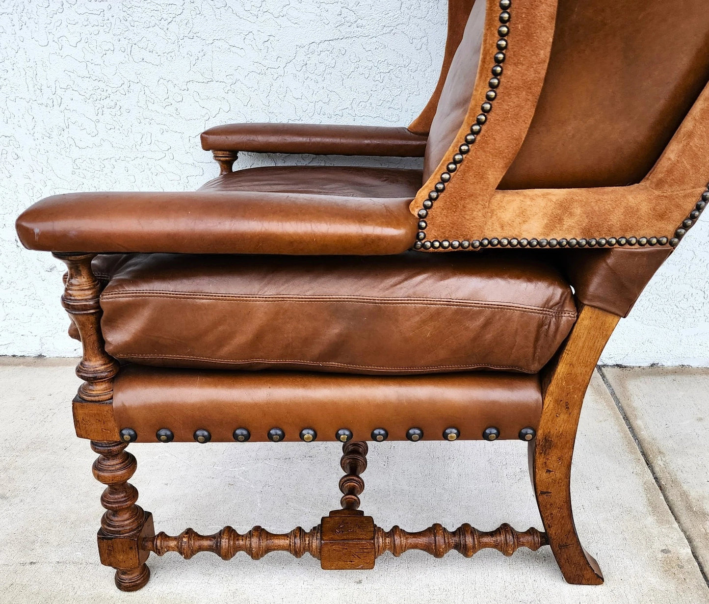 Century Furniture Leather Wingback Club Chair