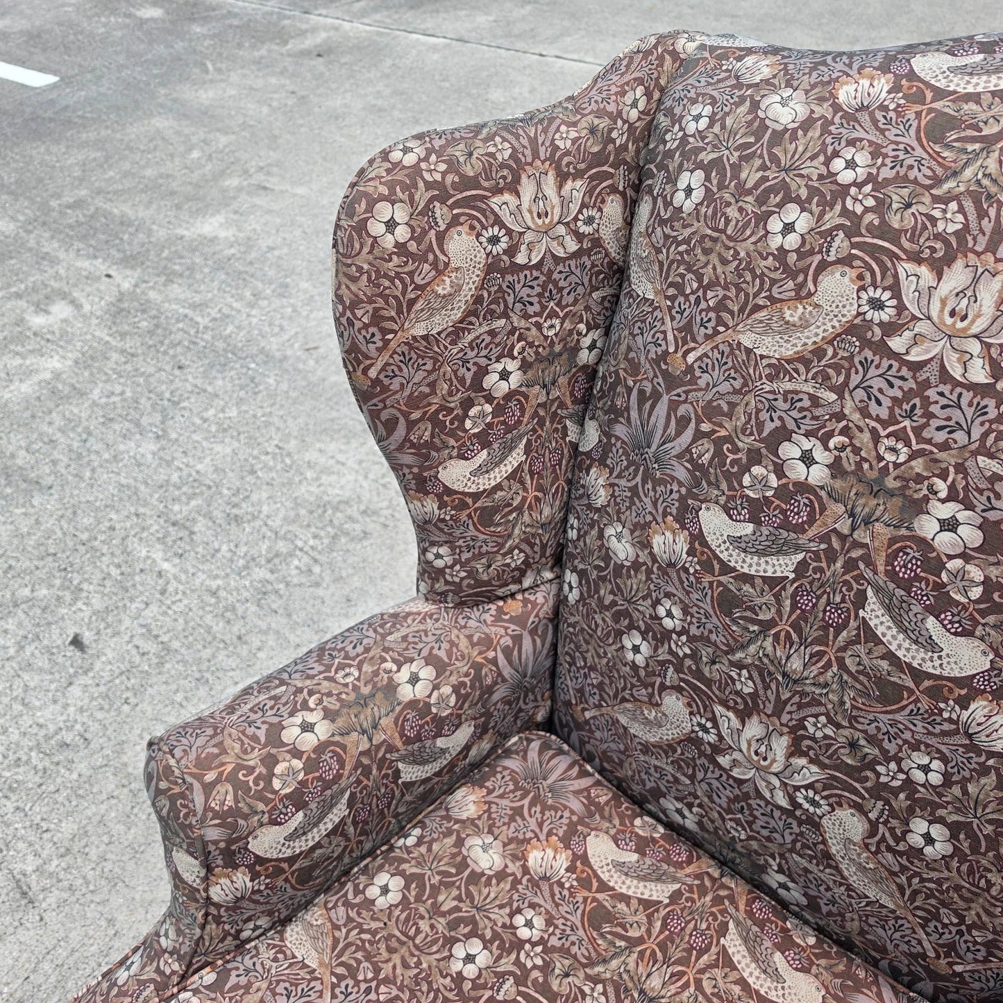 Vintage Hickory Chair Co Wingback William Morris Strawberry Thief Fabric