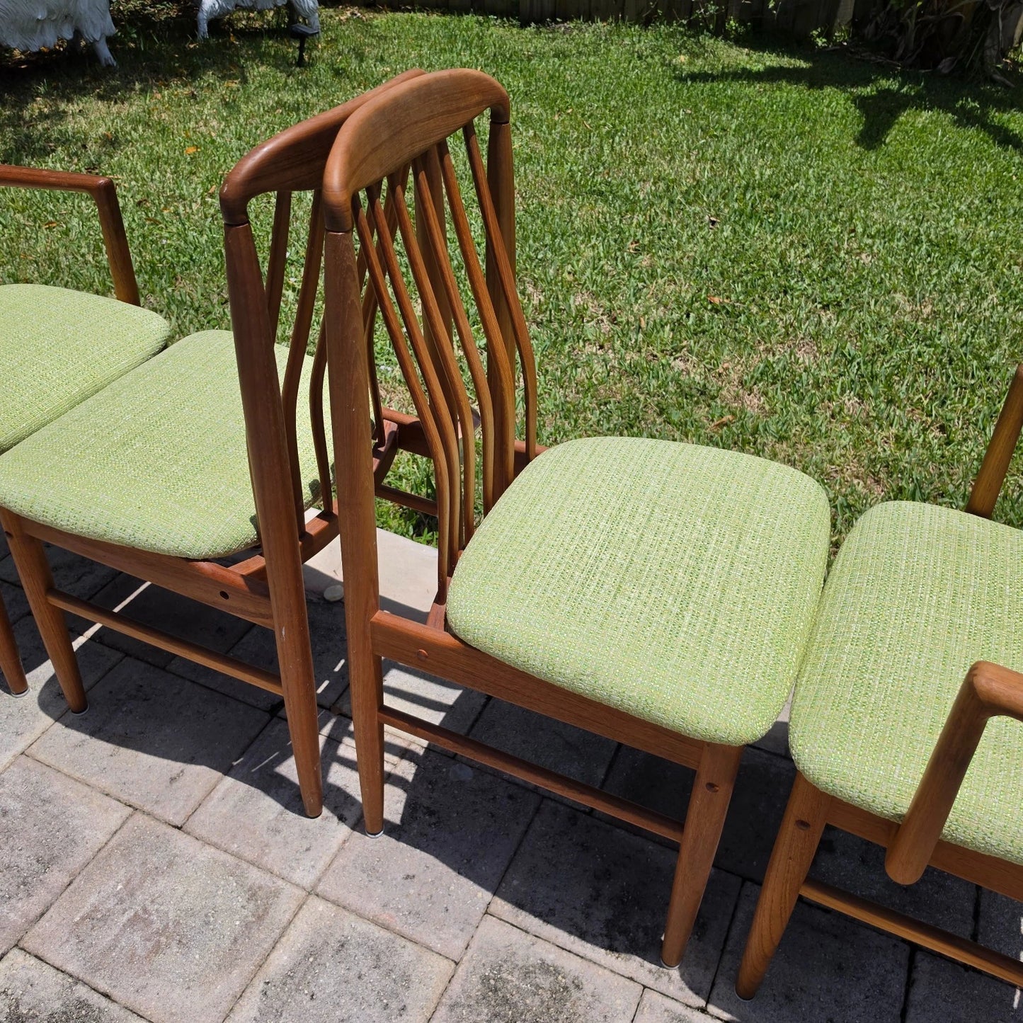 Vintage 1970s Benny Linden Solid Teak Sculptural Dining Chairs Set of 4