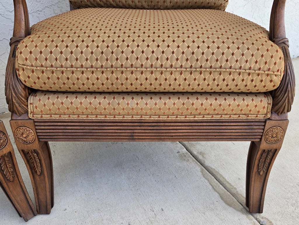 Ethan Allen Regency Style Bergere Lounge Armchairs Pair