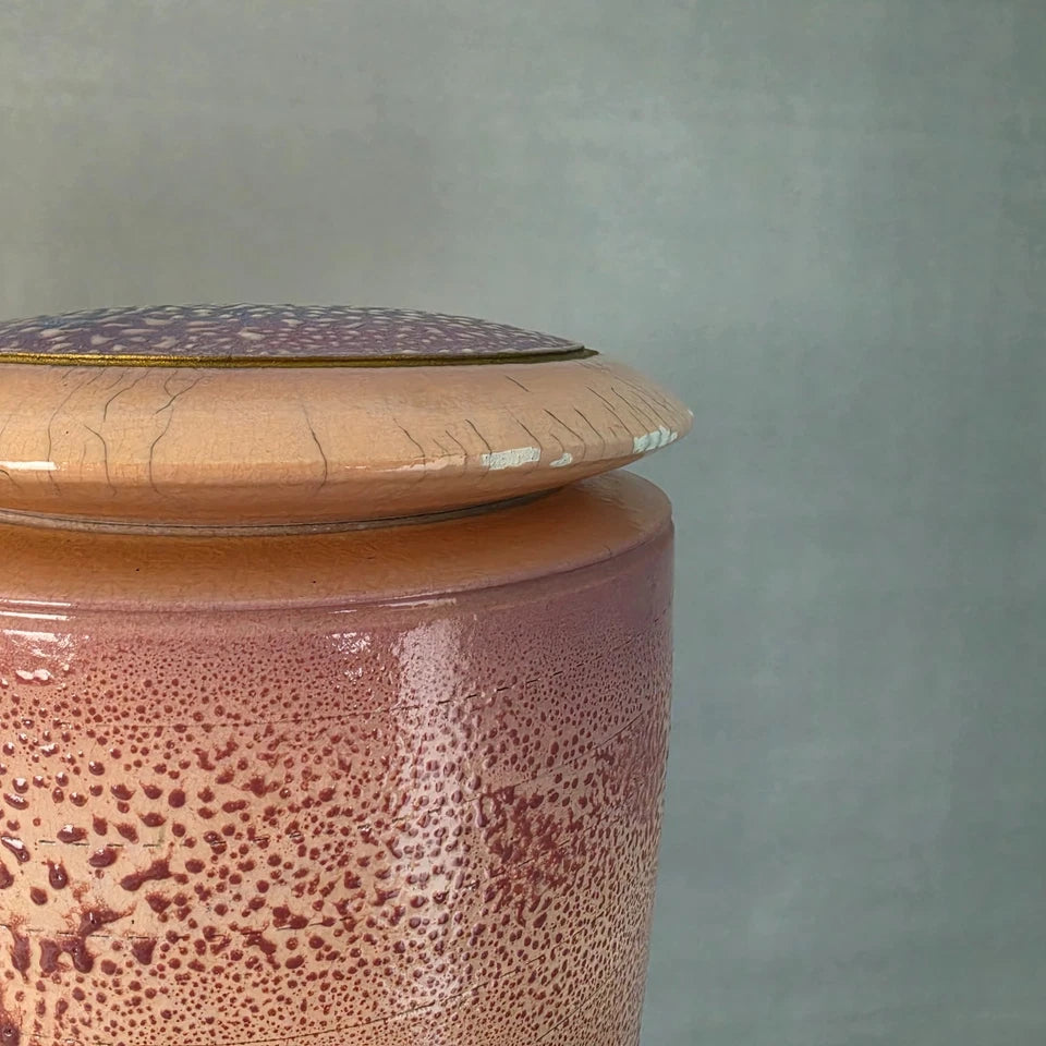 Monumental 25" Steven Forbes-deSoule Ceramic Lidded Urn Vase 1988
