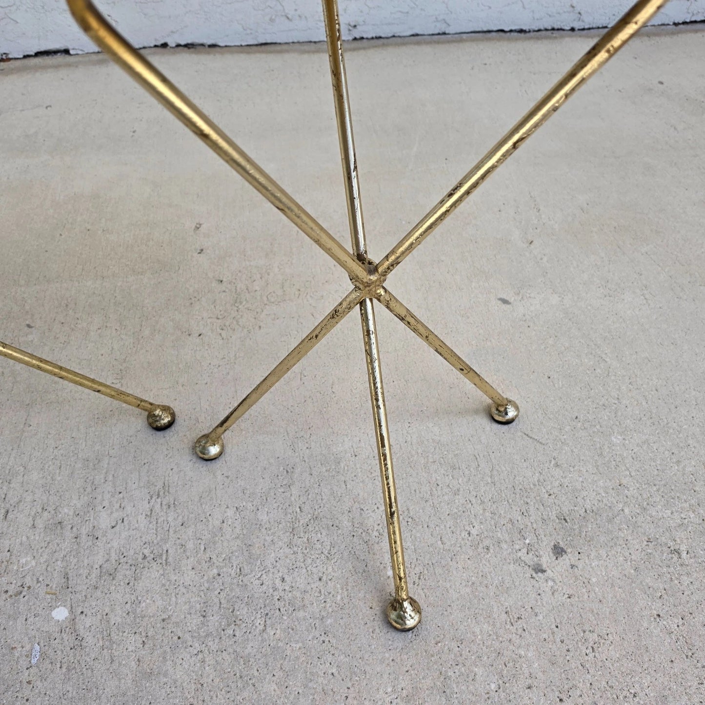 Italian Gold Gilt Folding Mosaic Side Drink Tables 1960s Pair