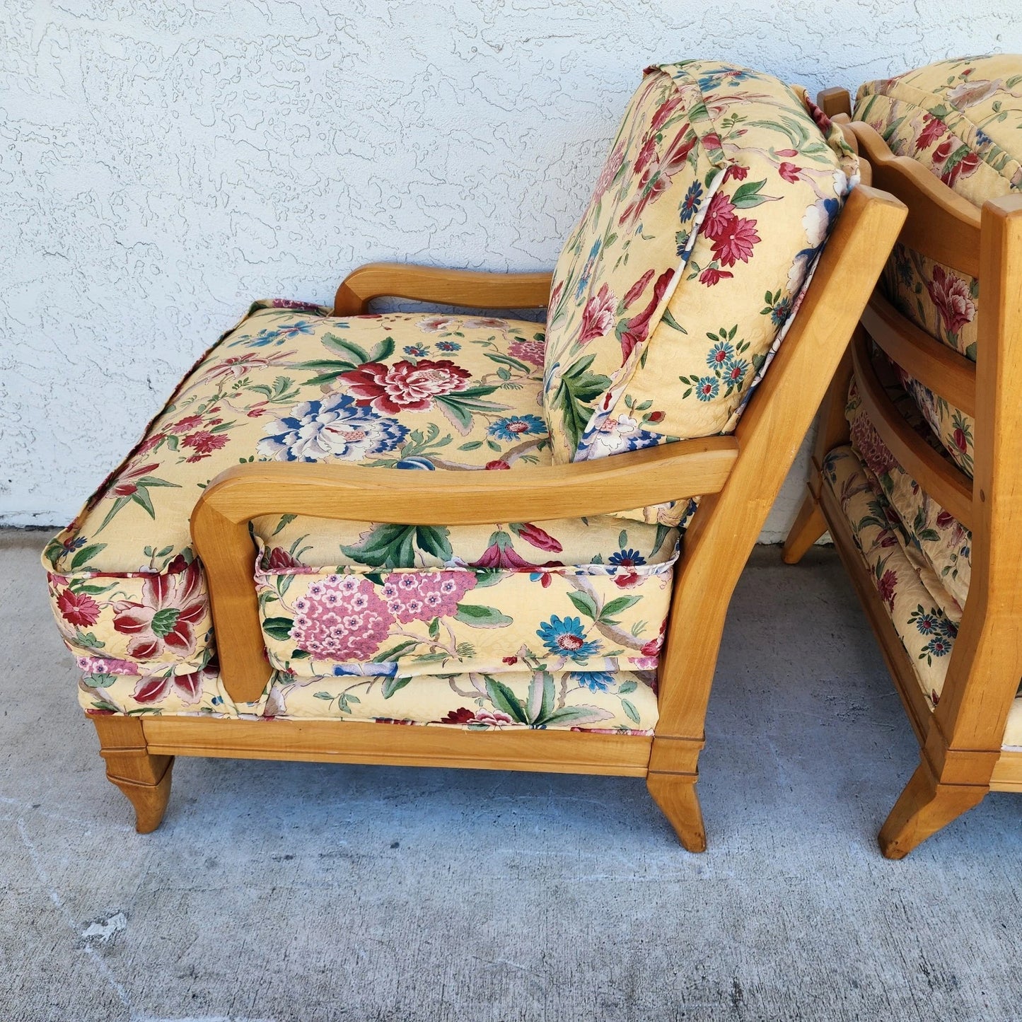 Antoinette Lounge Chairs Tropical Floral Pair