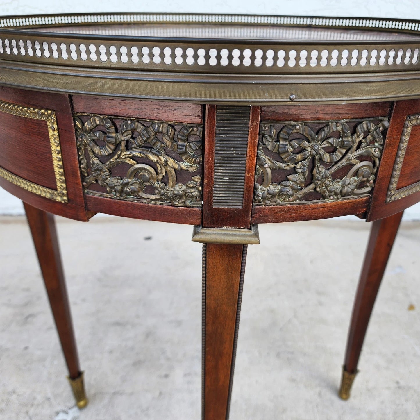 French Louis XVI Bouillotte Table With Rouge Marble Top