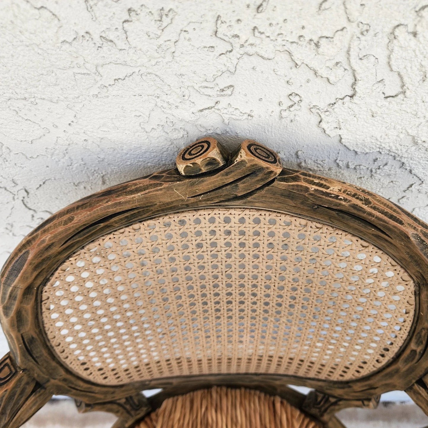 French Country Barstools Faux Bois Swivel Set of 3