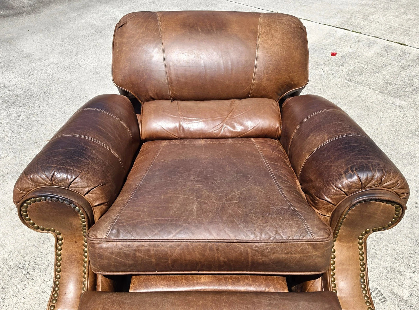 Vintage Barcalounger Saddle Leather Recliner with Continuous Lumbar Support