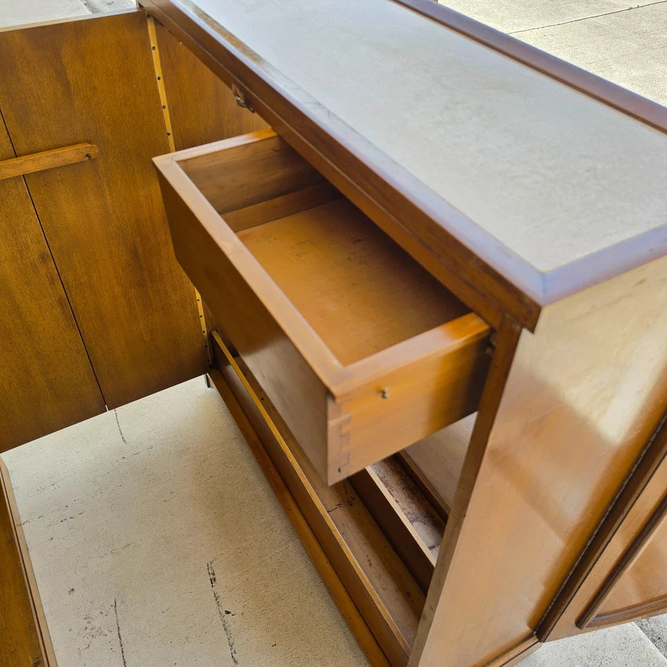 1930s Karges Country French Walnut Pullout Folding Service Bar