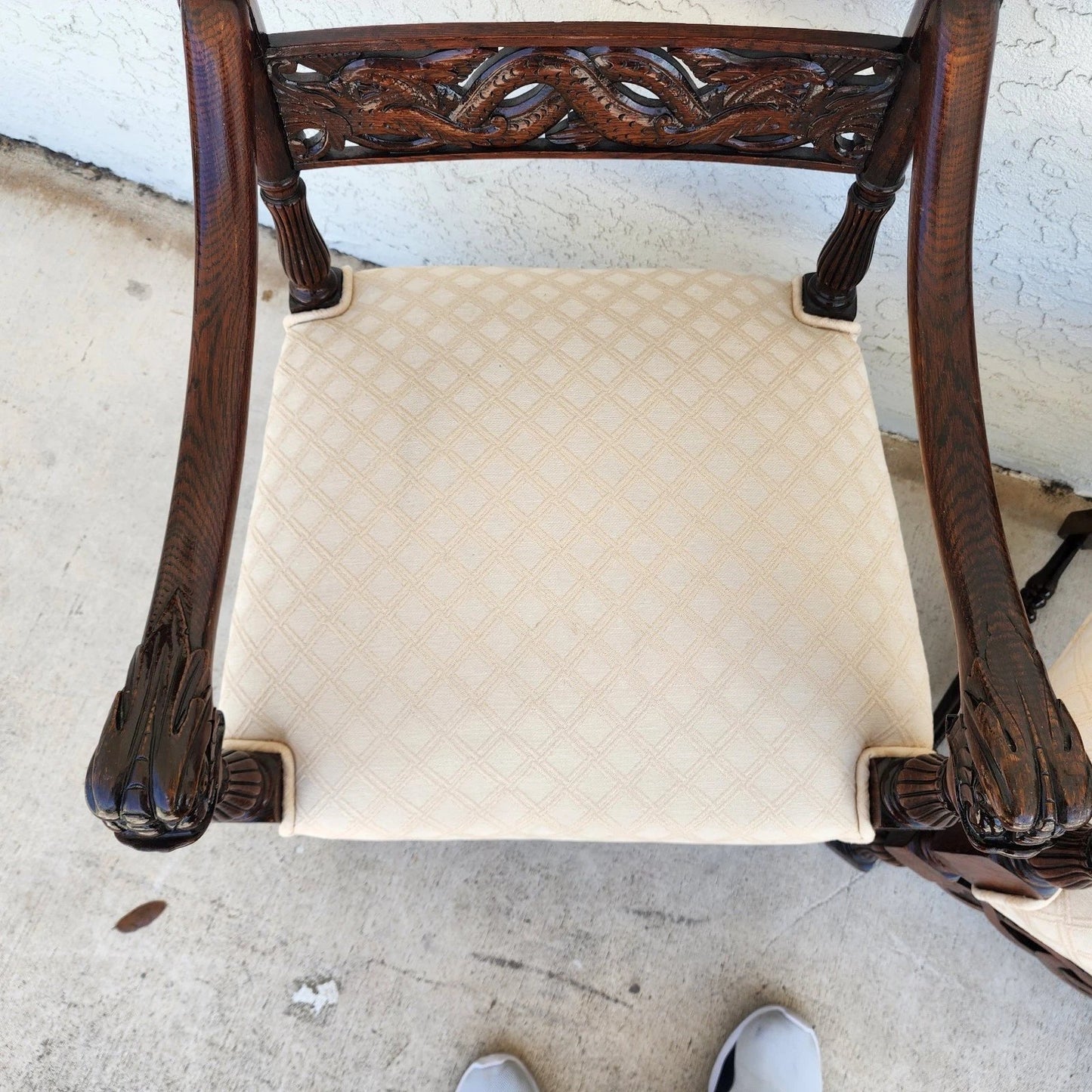 Chinoiserie Foo Dog Armchairs Pair Mid Century