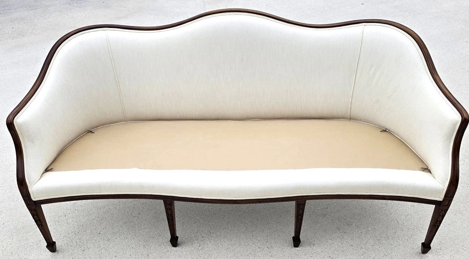 Antique Mahogany Serpentine Hepplewhite Style Sofa