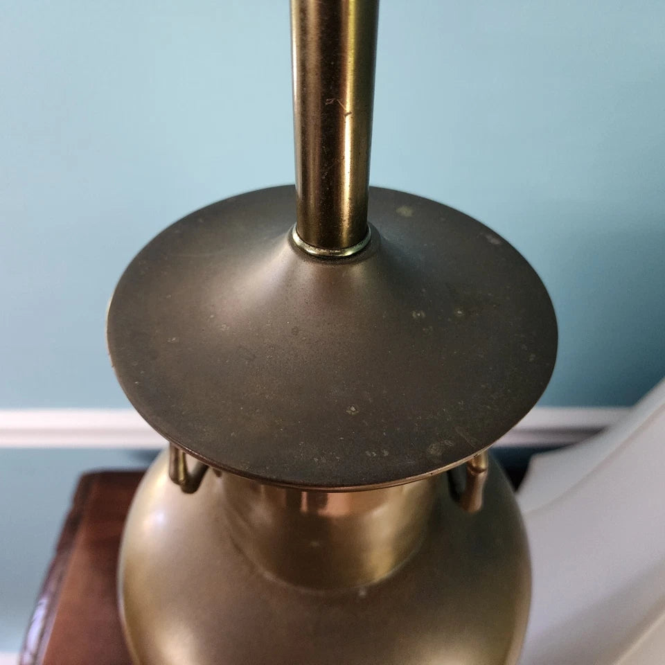 Vintage Asian Brass With Cranes Table Lamp
