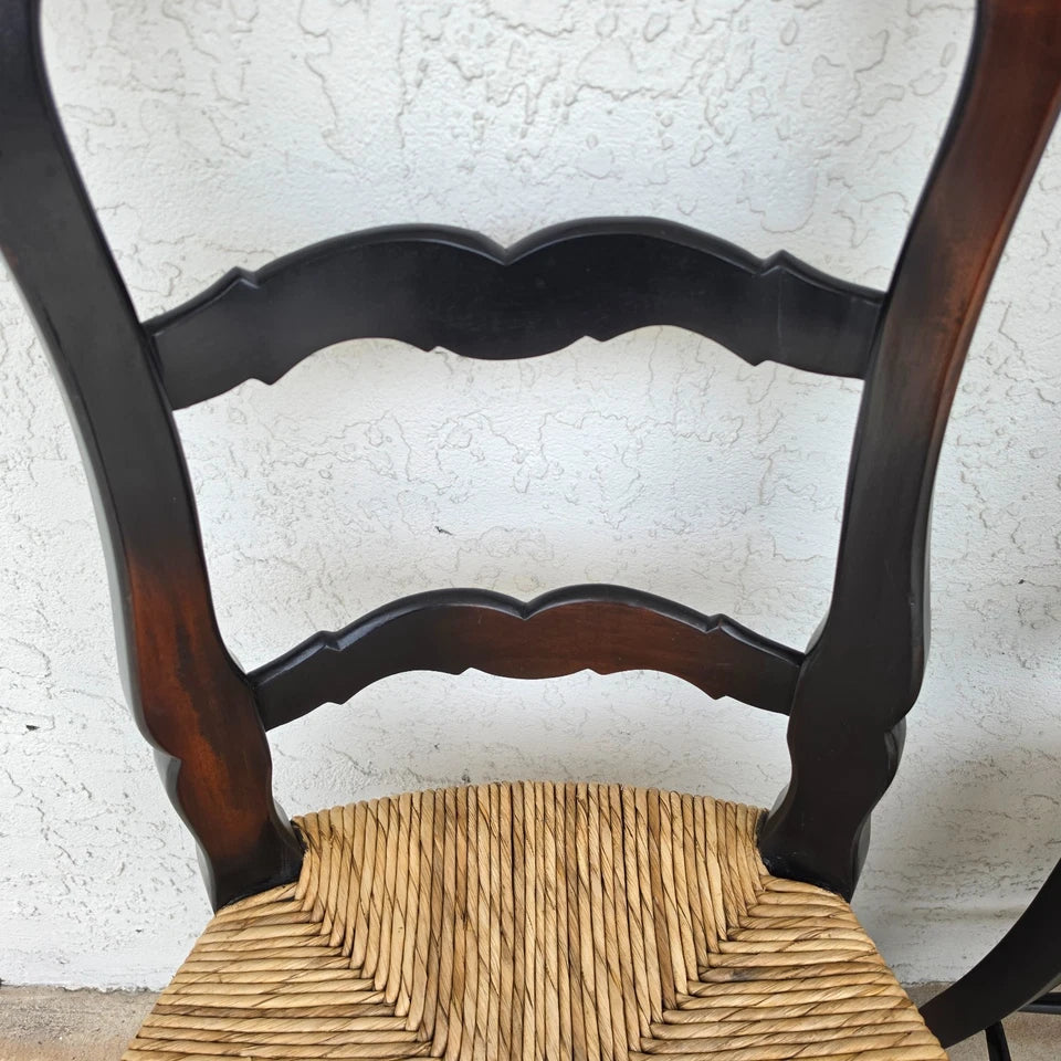 French Country Ladderback Rush Seat Dining Chairs Set of 4