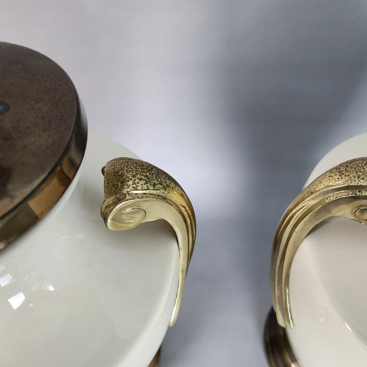 Vintage Art Deco Table Lamps Ceramic Brass A Pair