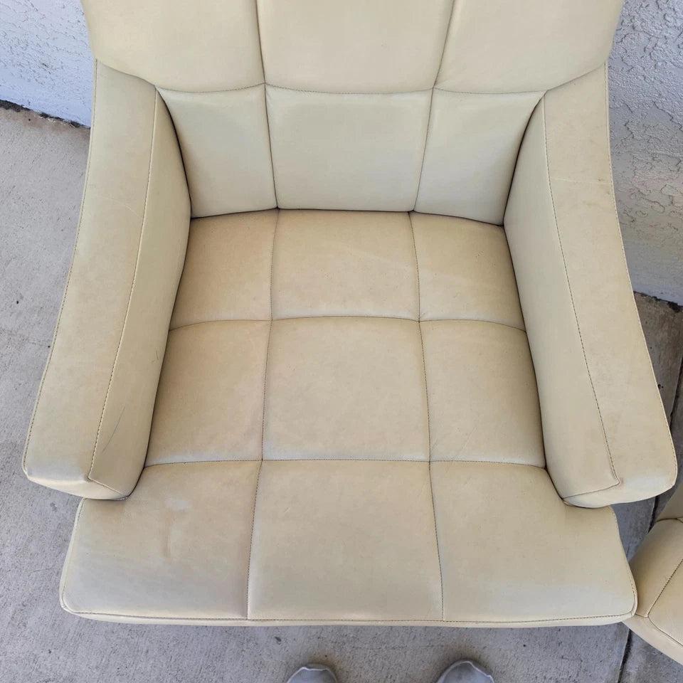 Barbara Barry for Henredon Leather Dining Accent Armchairs Set of 2