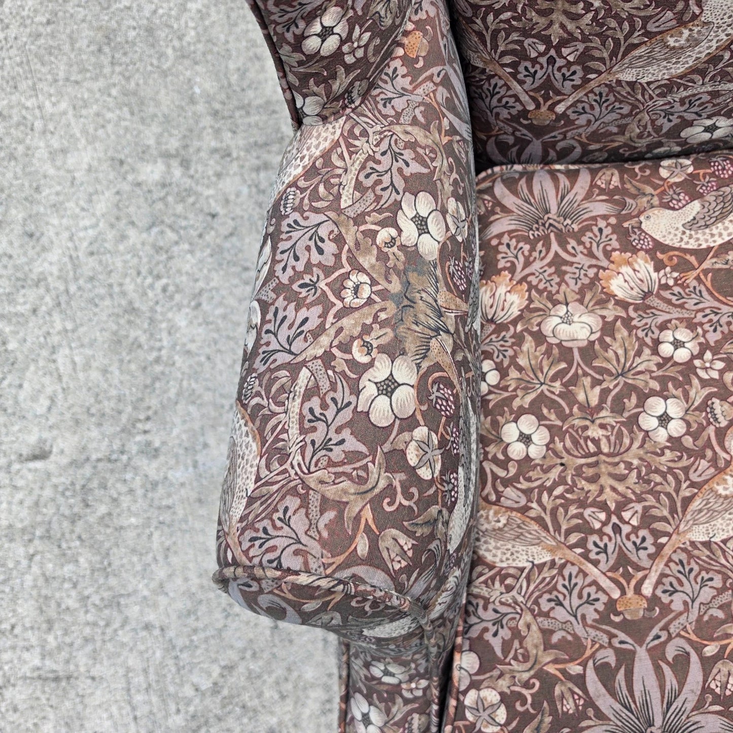 Vintage Hickory Chair Co Wingback William Morris Strawberry Thief Fabric