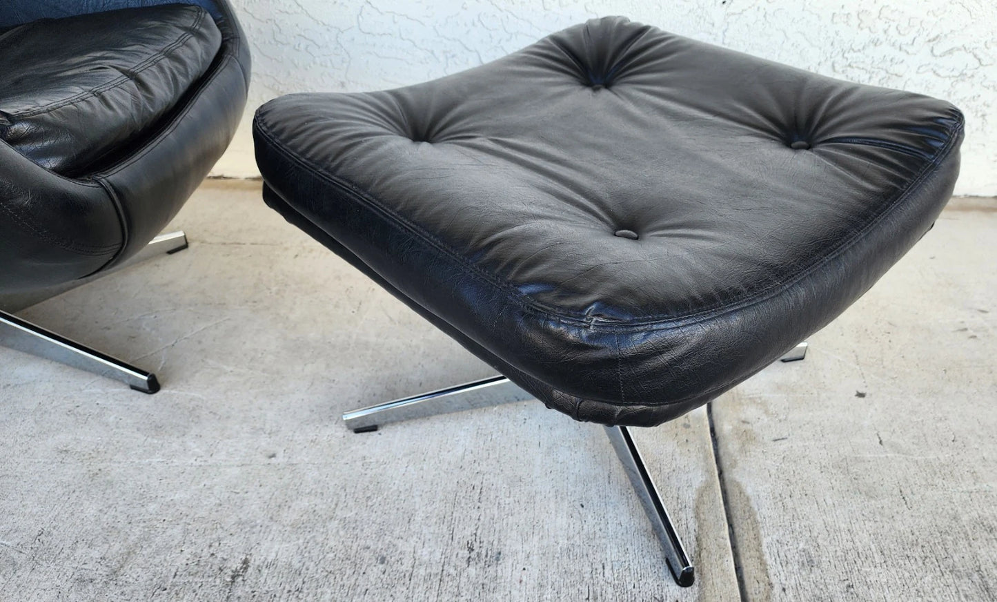 MCM Selig Swedish Modernist Leather Chair & Ottoman 1970s