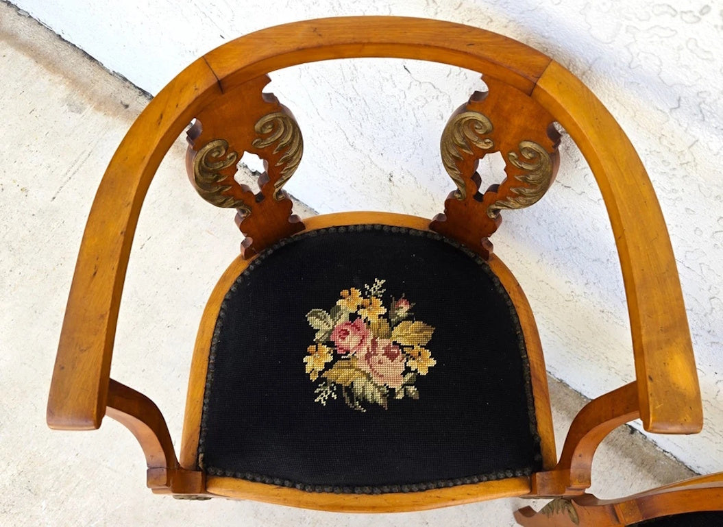 Antique Circa 1900 Victorian Corner Tub Barrel Chairs Set of 2