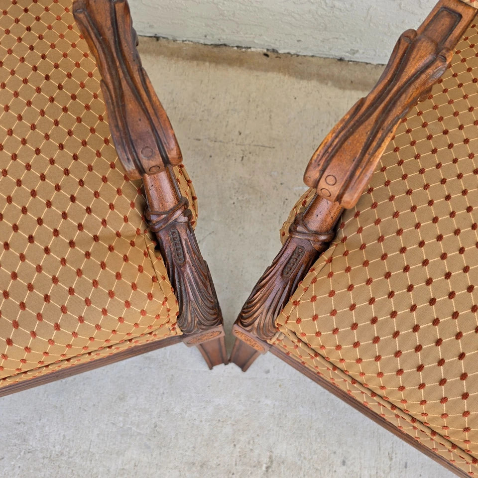 Ethan Allen Regency Style Bergere Lounge Armchairs Pair