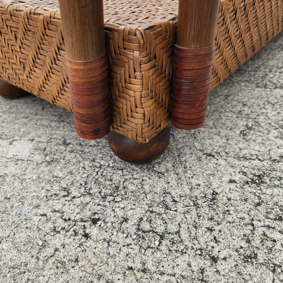 Vintage French Bamboo Wicker Coffee Table