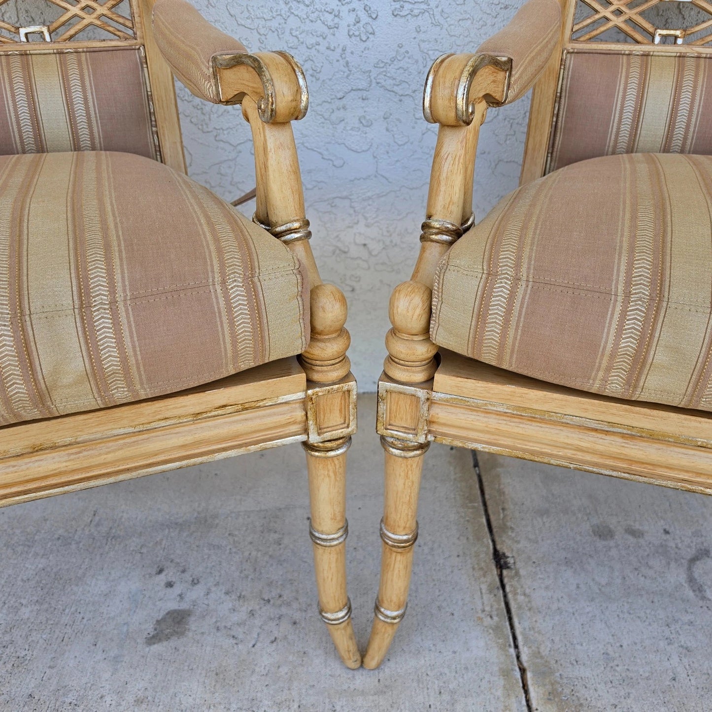 Century Furniture Regency Cane Seat Armchairs Pair