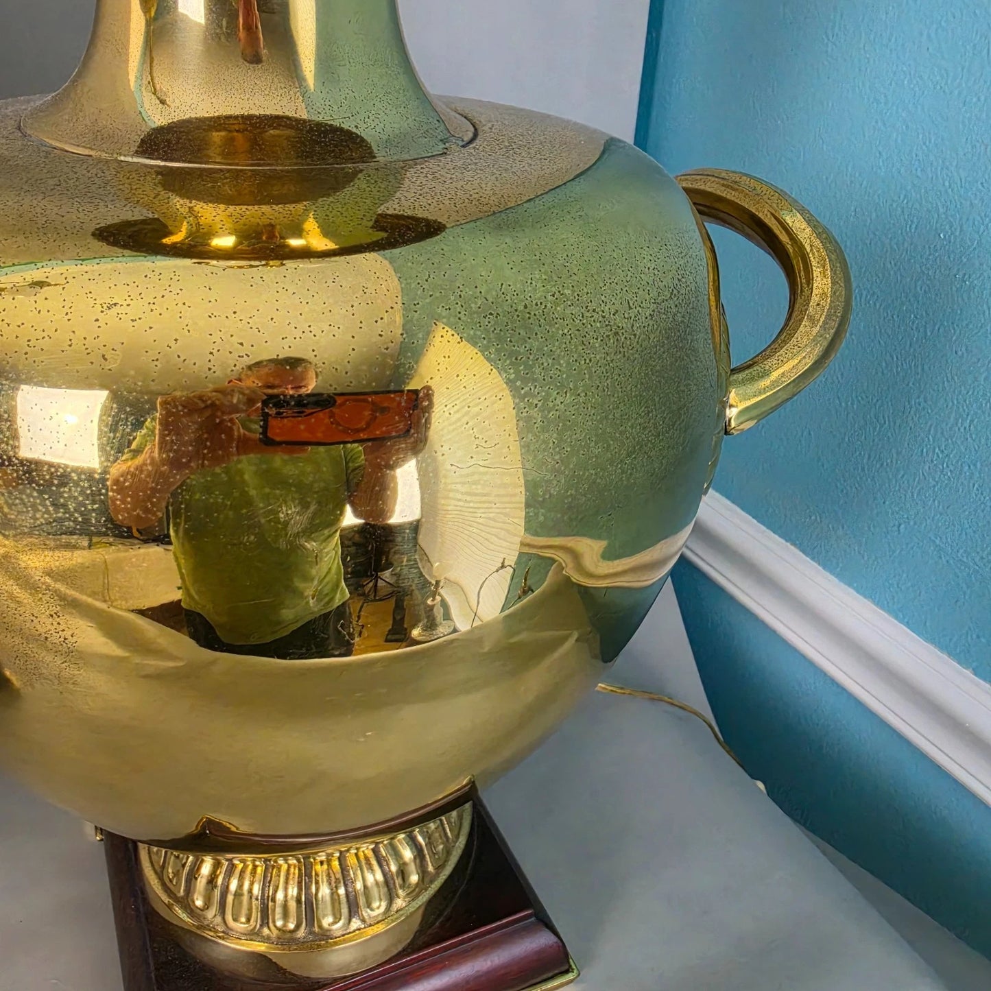 Vintage Marbro Polished Brass "Hydria" Table Lamps Dual Light A Pair