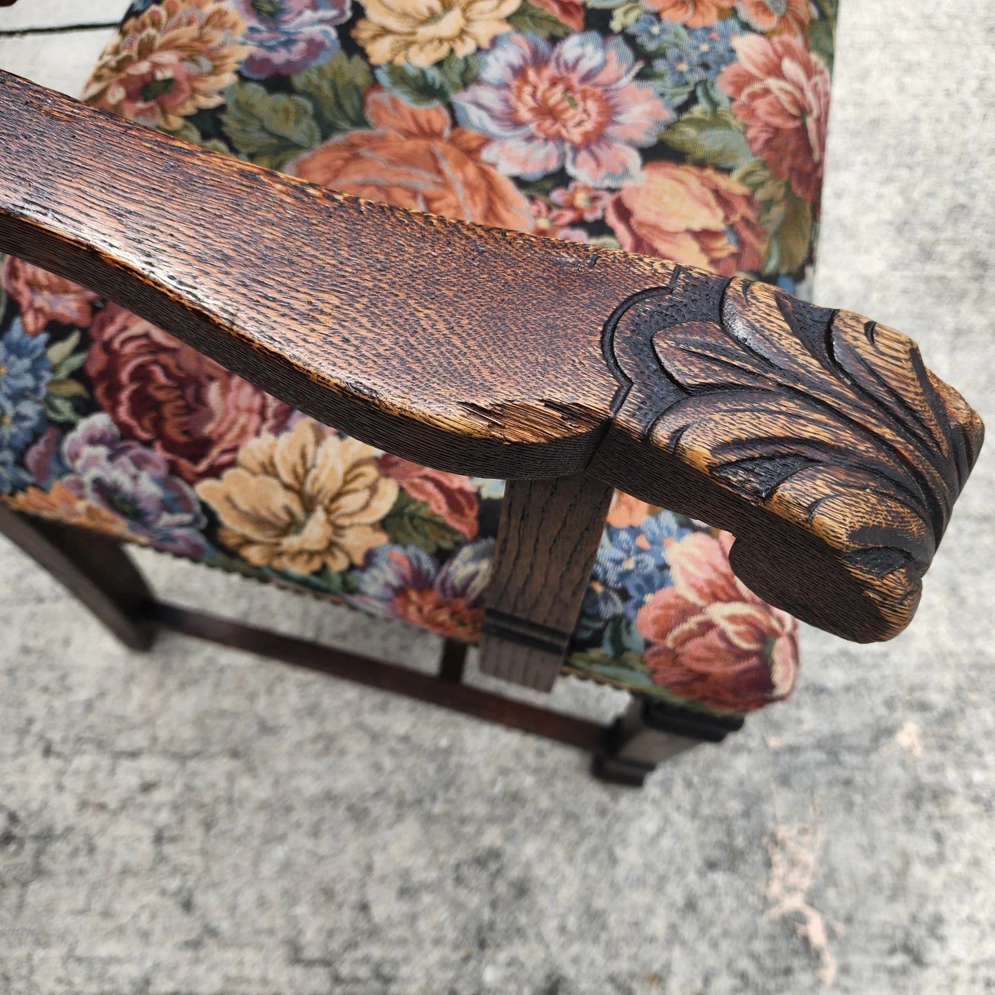 Antique English Oak Dining Chairs 1800s Set of 6