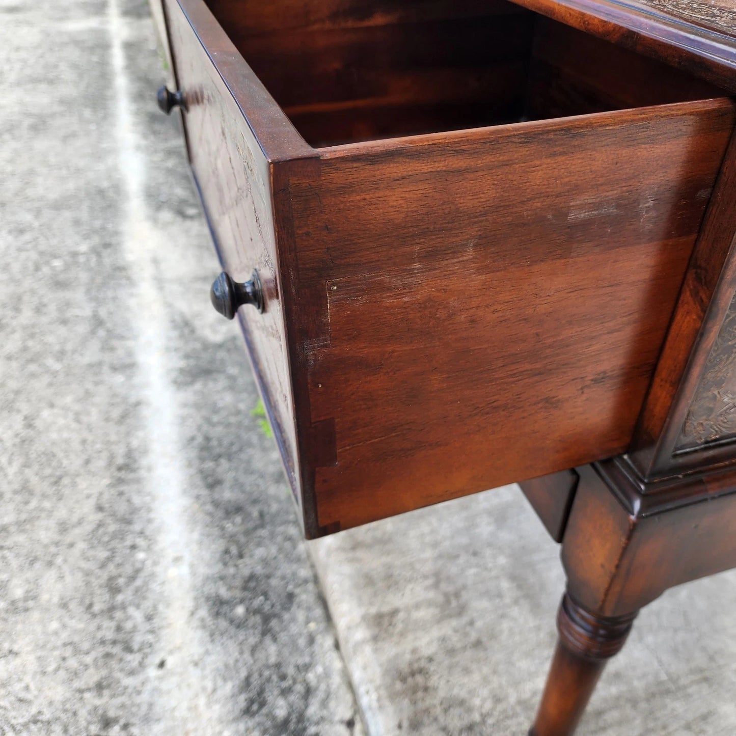 Theodore Alexander Leather Wrapped Side Accent Table