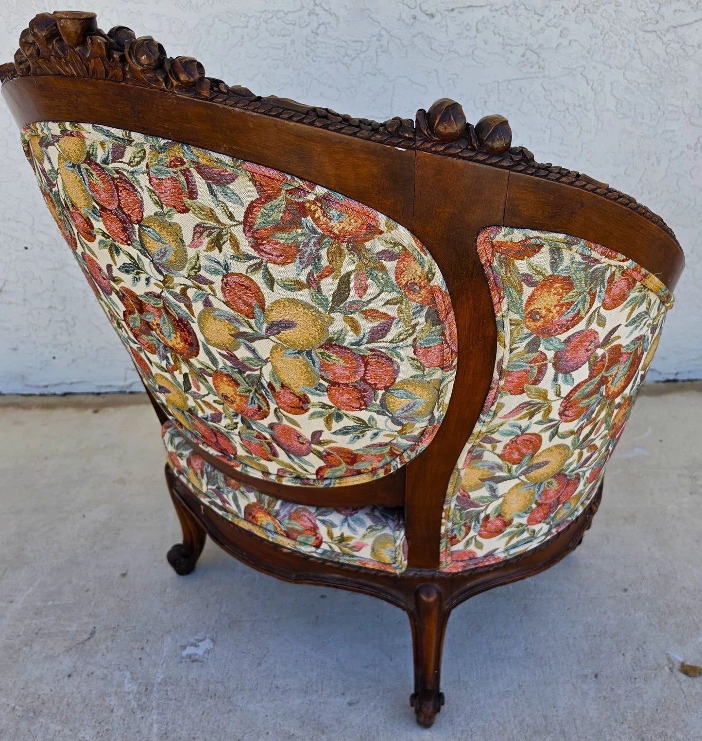 Antique French Regency Rams Heads Walnut Club Lounge Chair