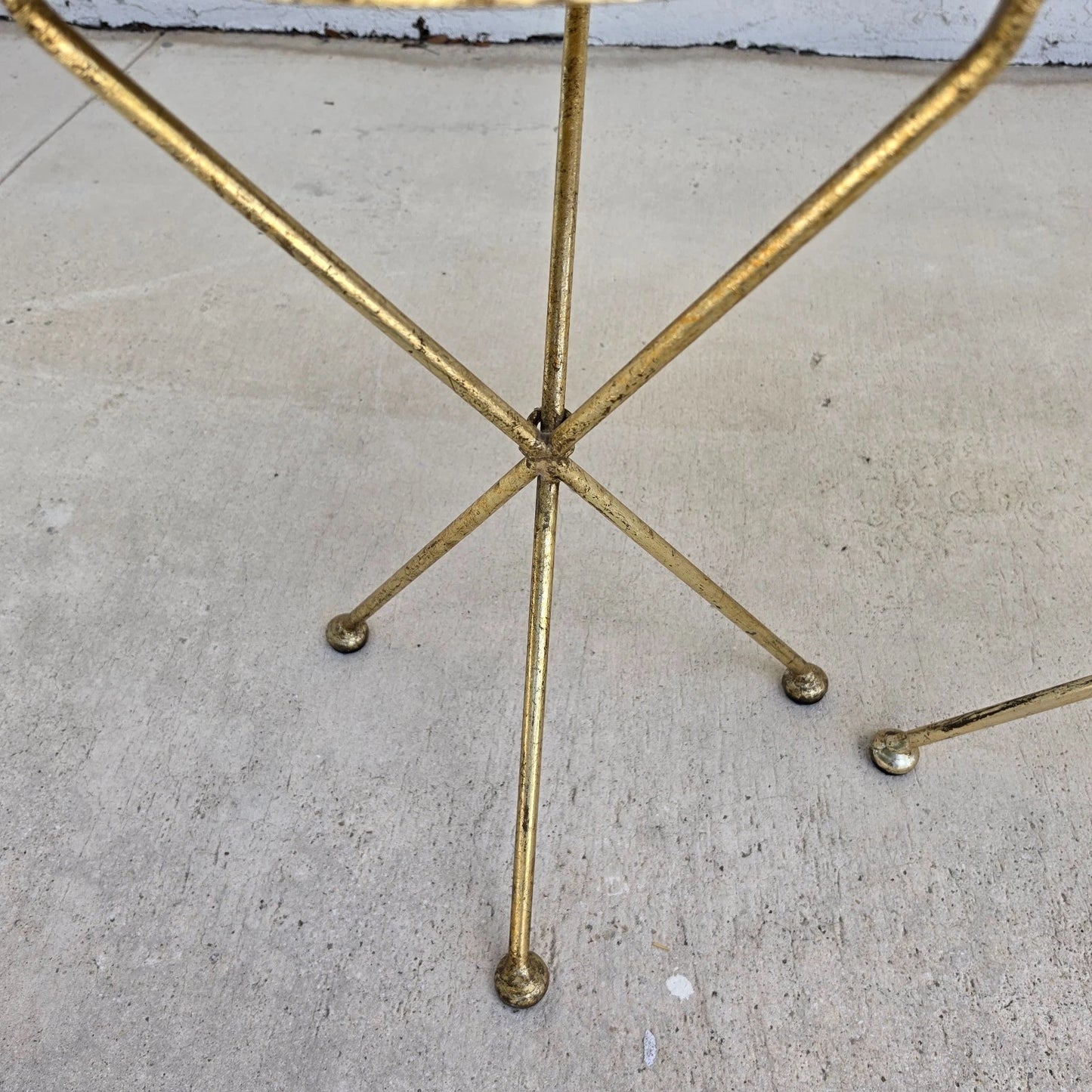 Italian Gold Gilt Folding Mosaic Side Drink Tables 1960s Pair