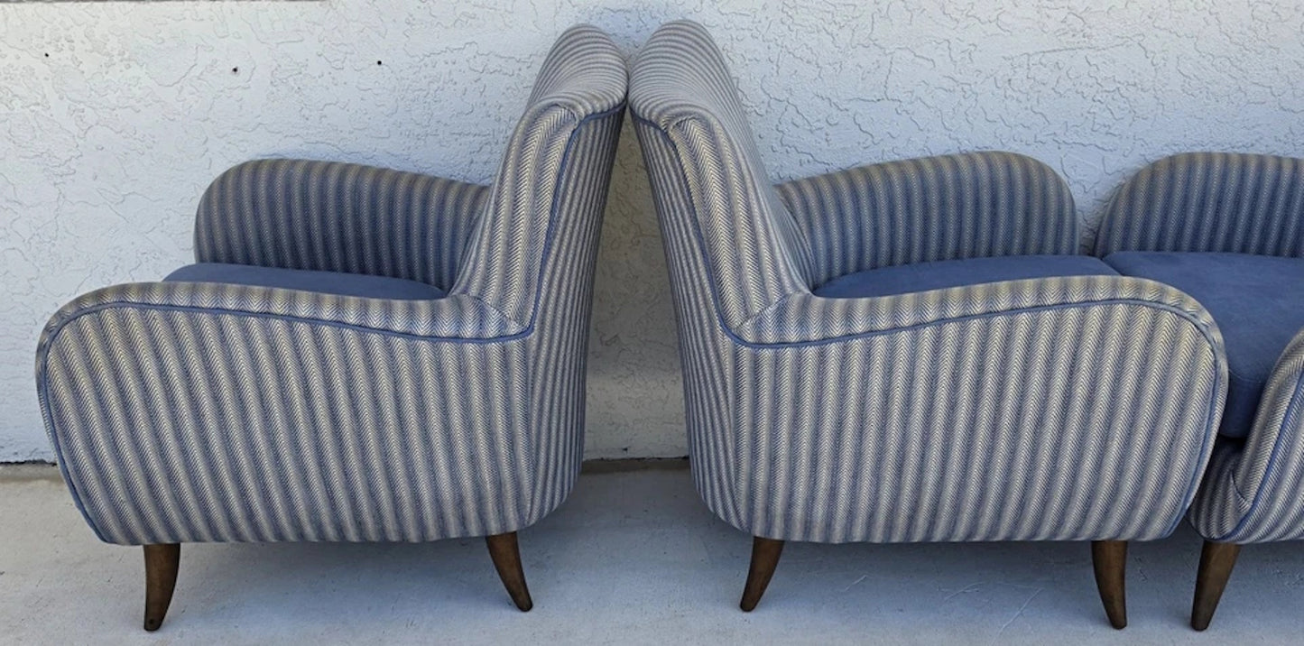 1950s MCM Edward Wormley Gio Ponti Style Armchairs Set of 4