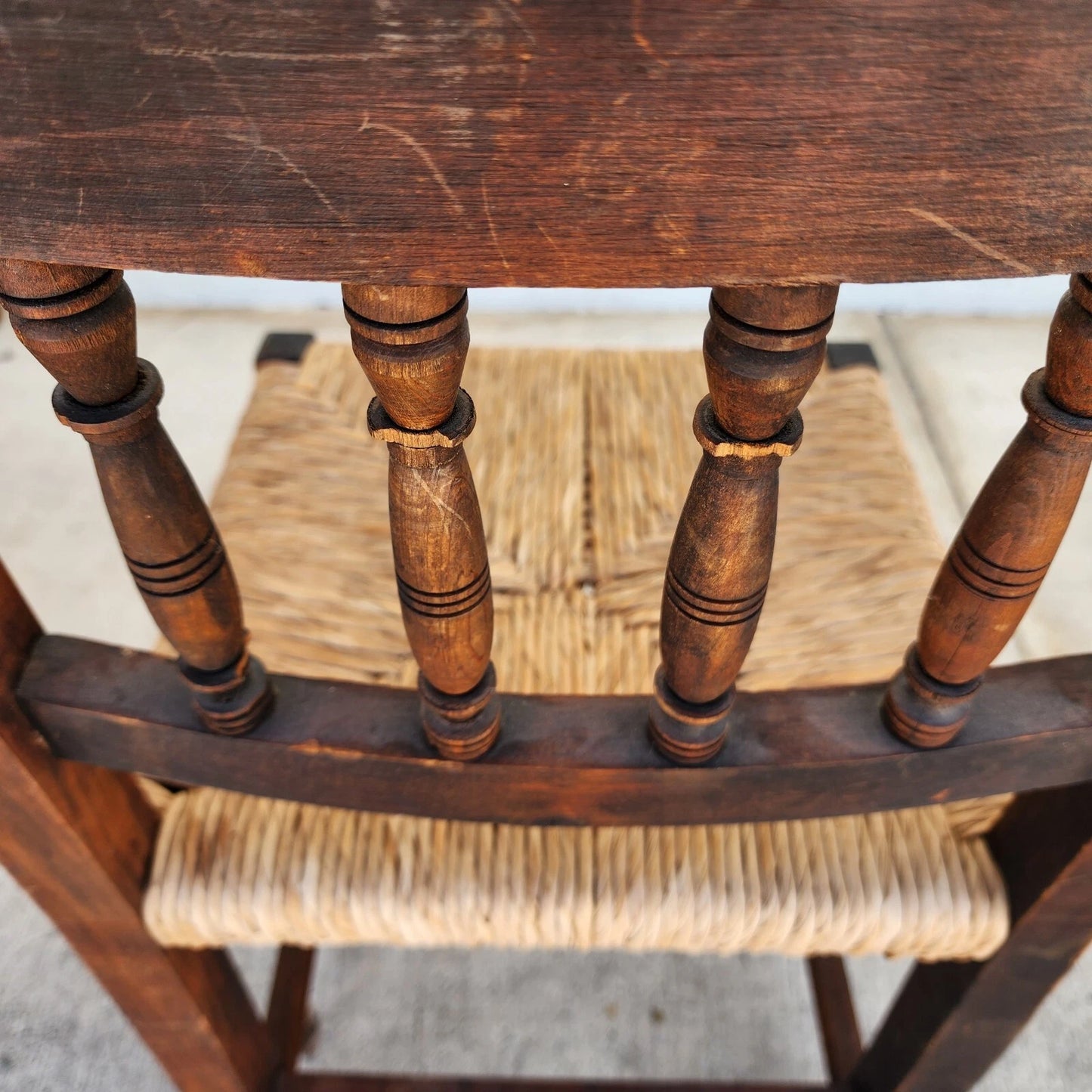 Vintage Rustic Lancashire Chairs Rush Seats